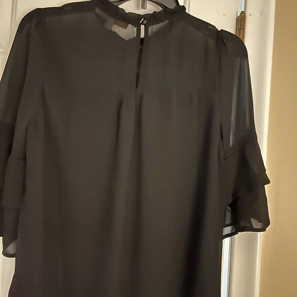 Black mesh blouse with sheer sleeves - Picture 2 of 3